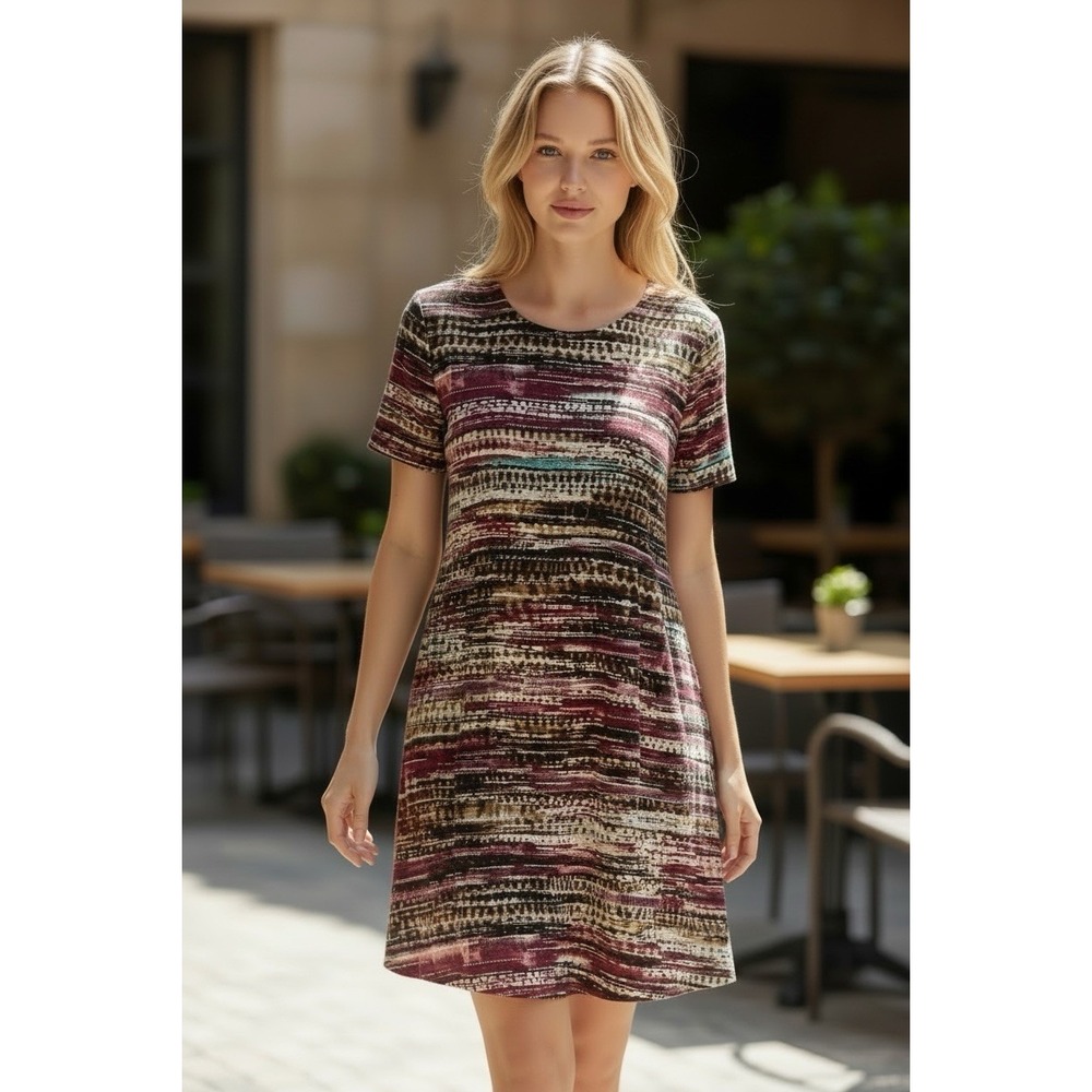 Roz Ali dress Women Size 4 A Line Zipper Casual Multicolor Short Sleeve